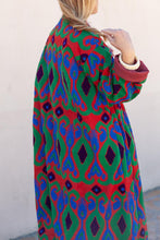Charger l&#39;image dans la galerie, Red Capri cotton embroidered ikat kimono
