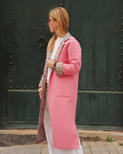 Long quilted reversible kimono
