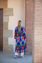 Charger l&#39;image dans la galerie, Pink Capri cotton embroidered ikat kimono
