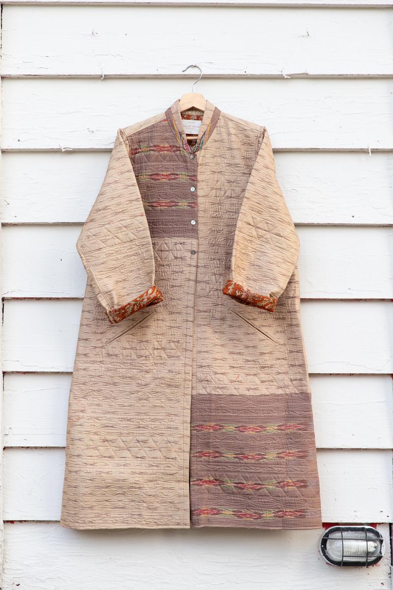 Saree quilted coat