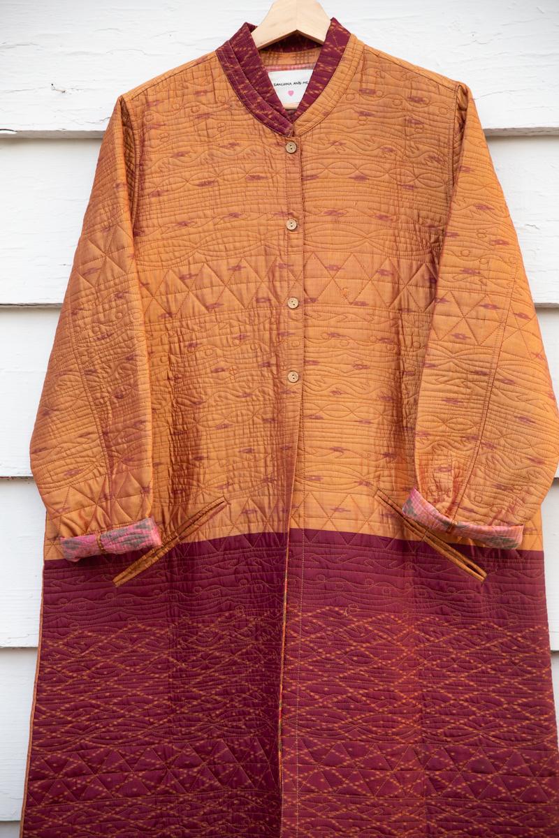 Saree quilted coat
