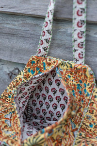 Hand block printed hand bag