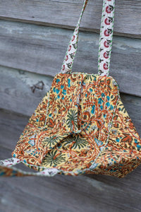 Hand block printed hand bag