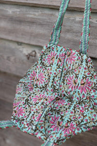 Hand block printed hand bag