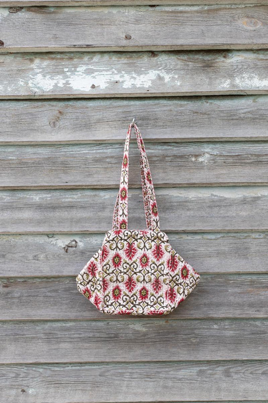 Hand block printed hand bag