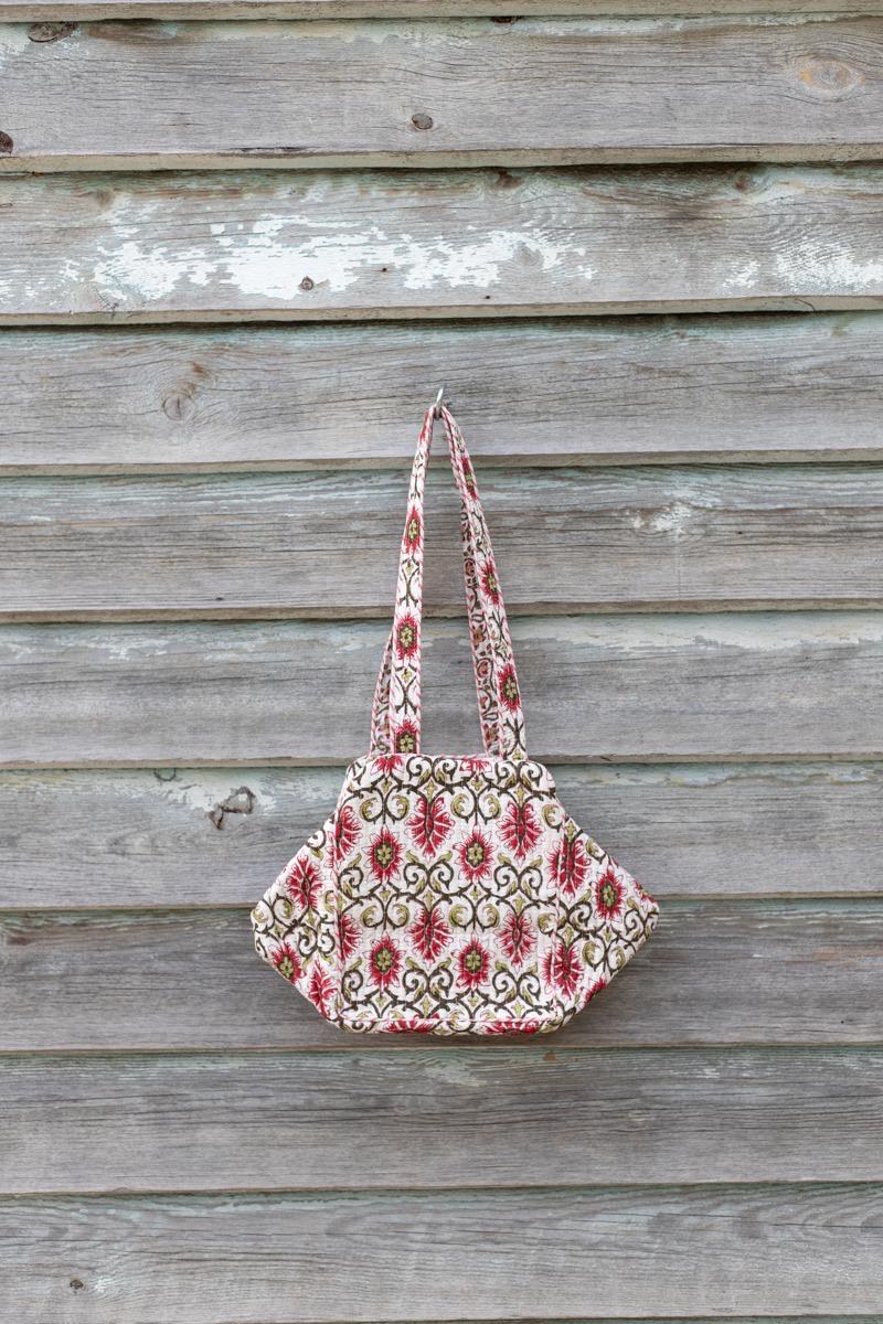 Hand block printed hand bag