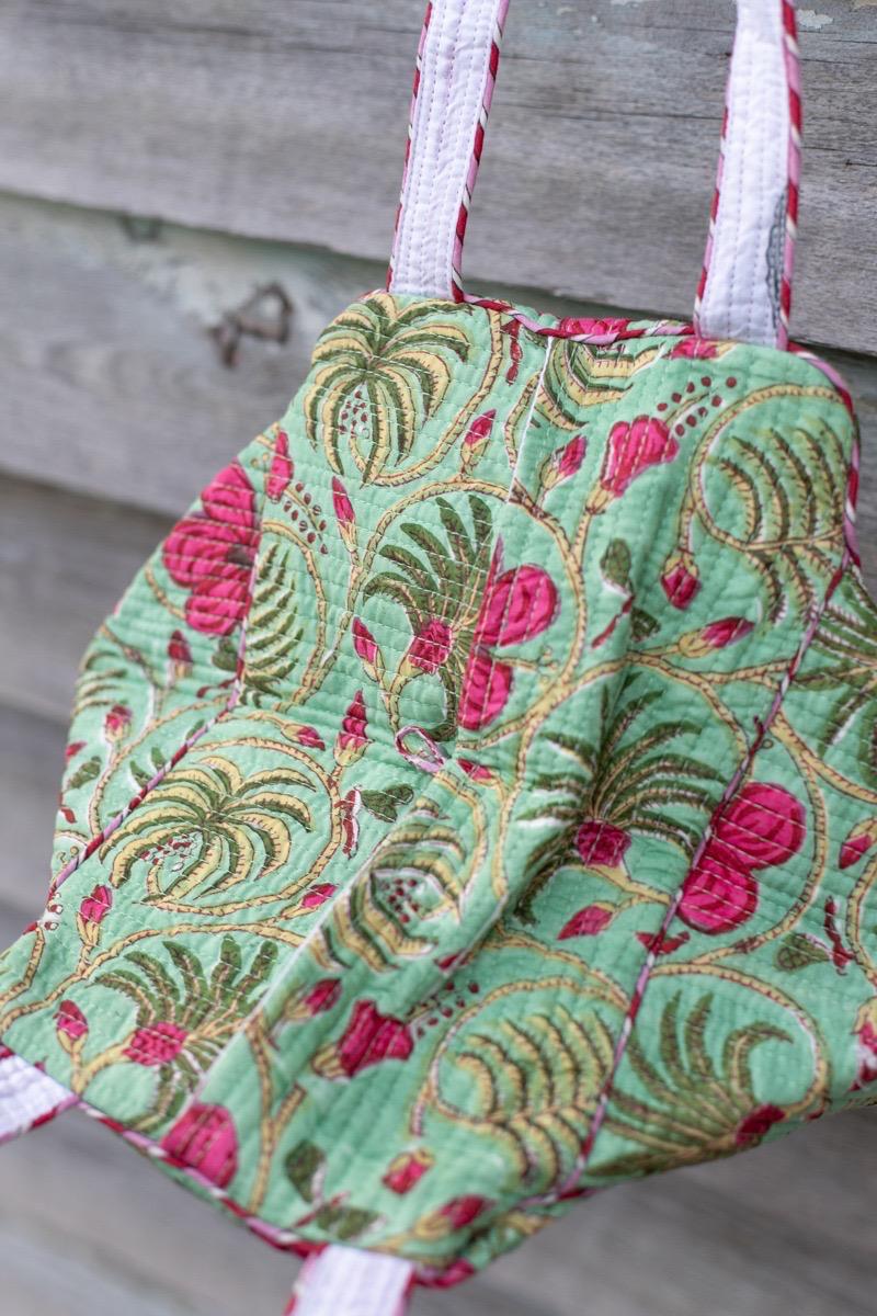 Hand block printed hand bag