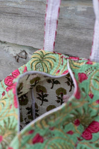 Hand block printed hand bag