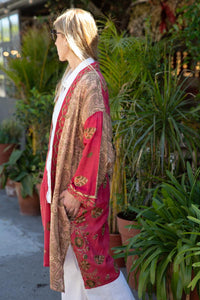 COTTON SARI EMBROIDERED KIMONO