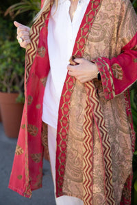 COTTON SARI EMBROIDERED KIMONO