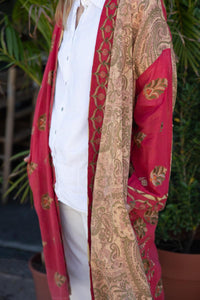 COTTON SARI EMBROIDERED KIMONO