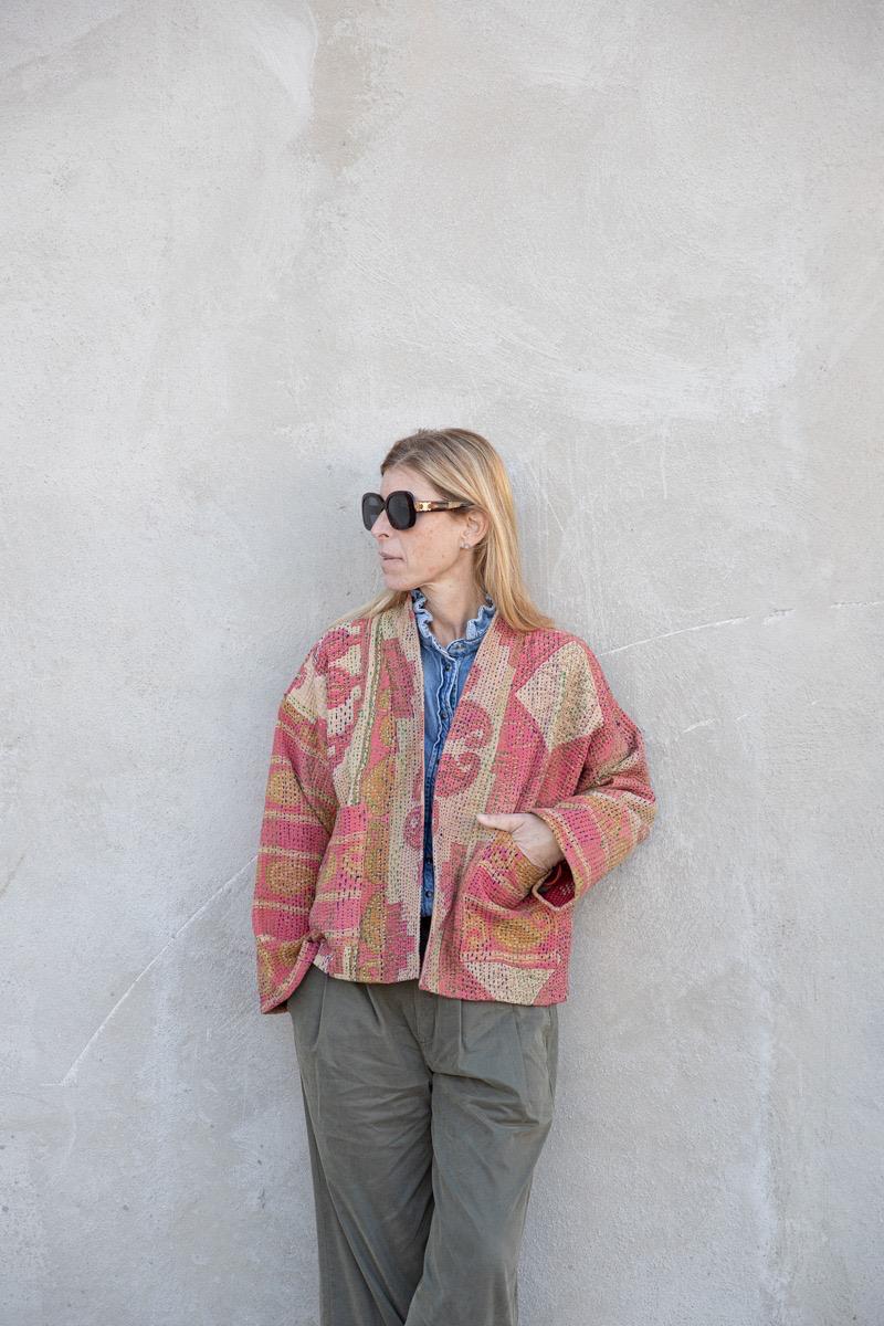 Old Kantha reversible short jacket