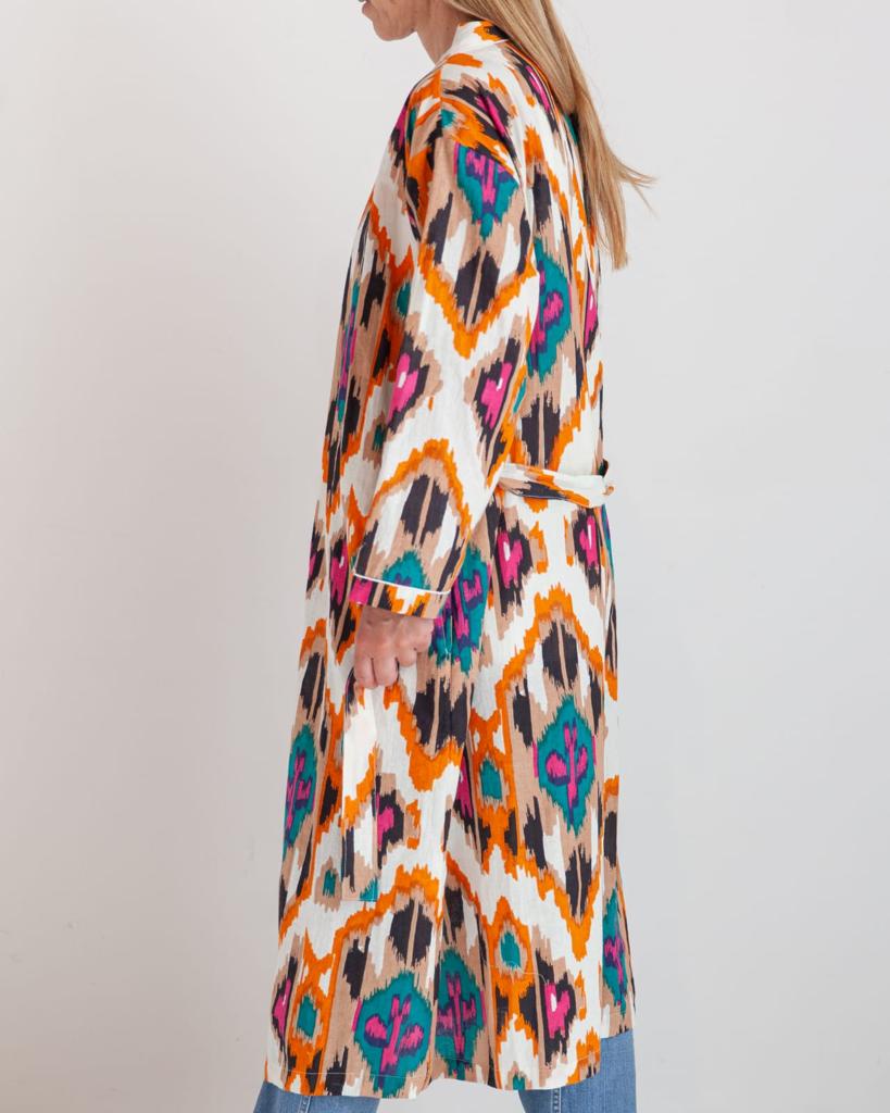 Cotton kimono ikat print