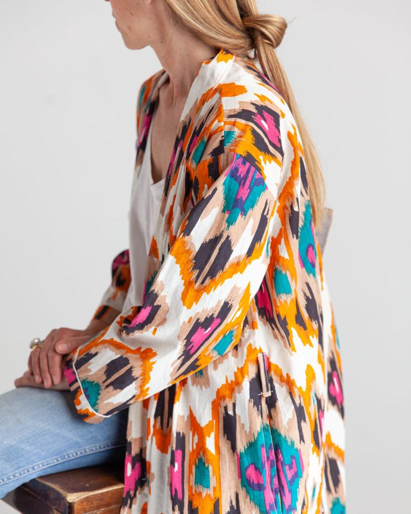 Cotton kimono ikat print