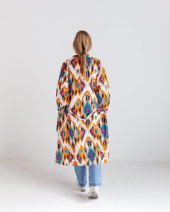Cotton kimono ikat print