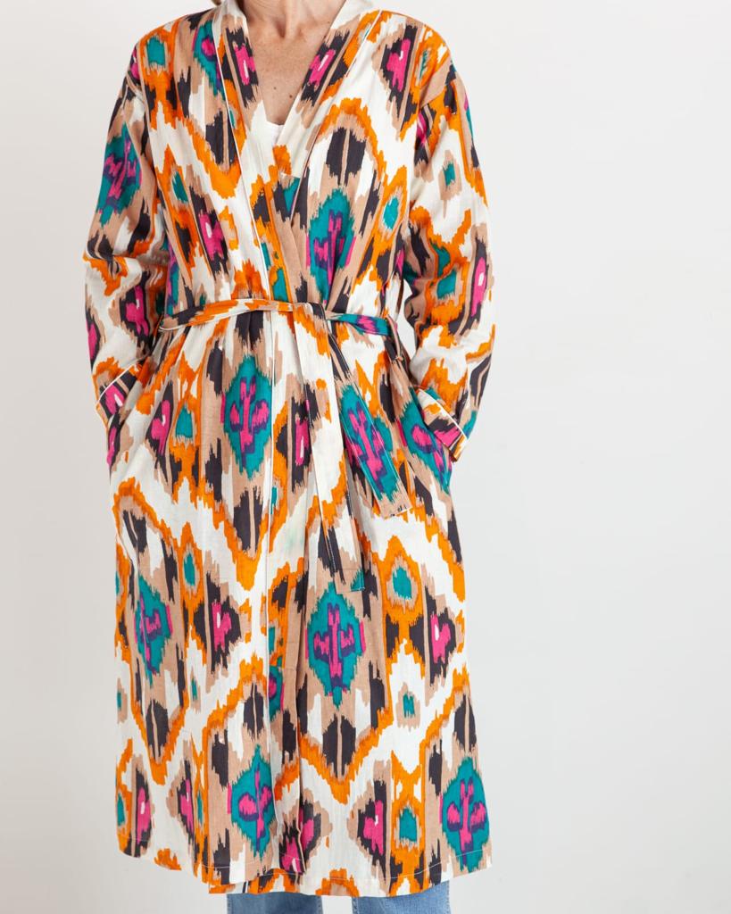 Cotton kimono ikat print