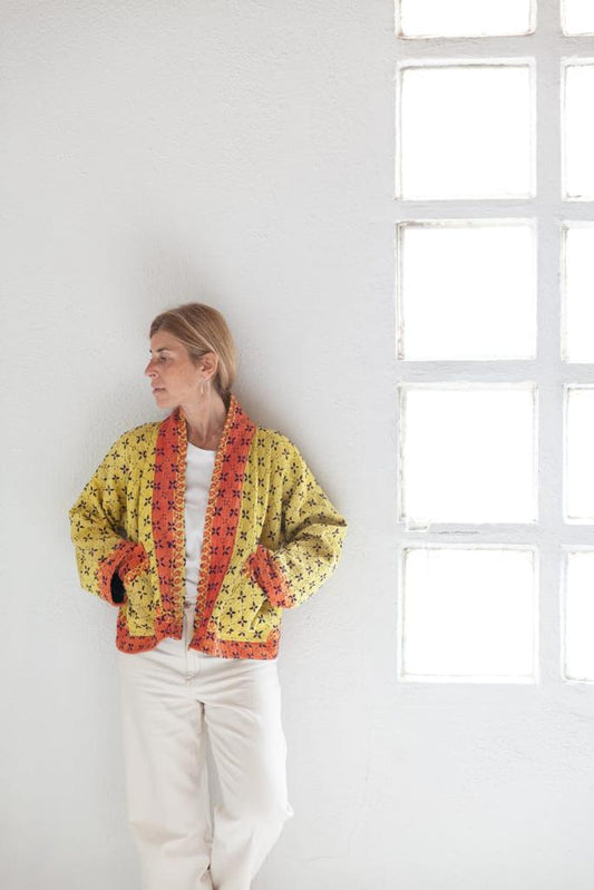 Vintage short kantha kimono