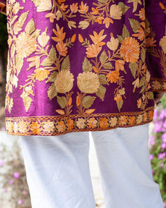 Floral silk short jacket
