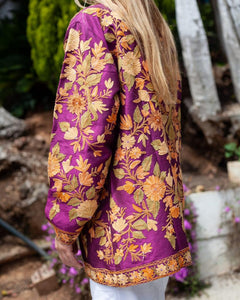 Floral silk short jacket