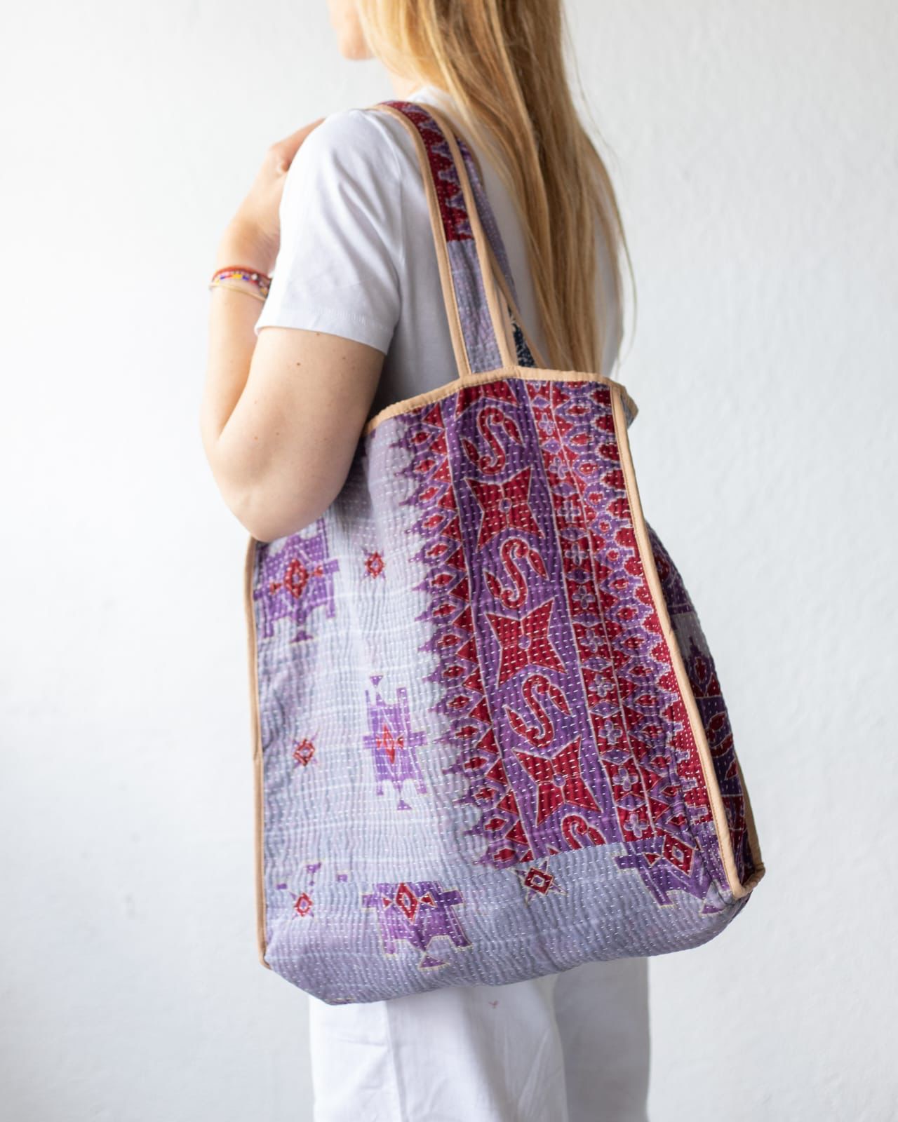 Reversible market kantha bag