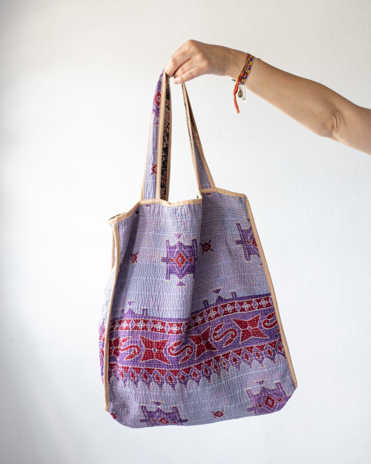 Reversible market kantha bag