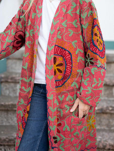 Vintage Kantha Jacket with Suzani embroidery