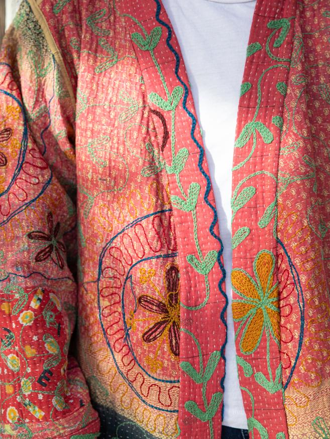 Vintage Kantha Jacket with Suzani embroidery