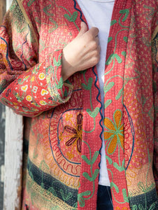 Vintage Kantha Jacket with Suzani embroidery