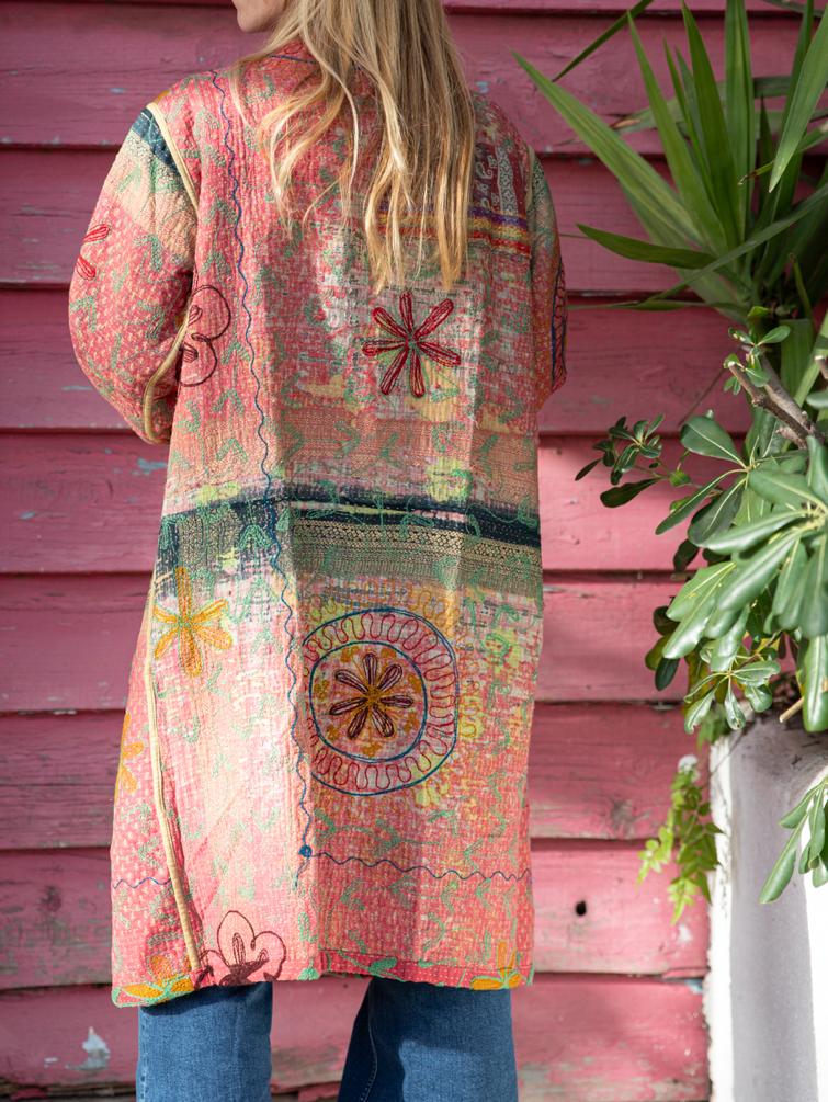 Vintage Kantha Jacket with Suzani embroidery