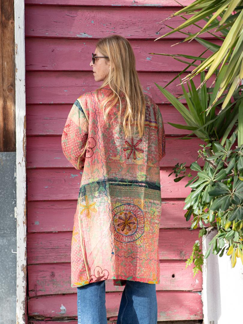 Vintage Kantha Jacket with Suzani embroidery