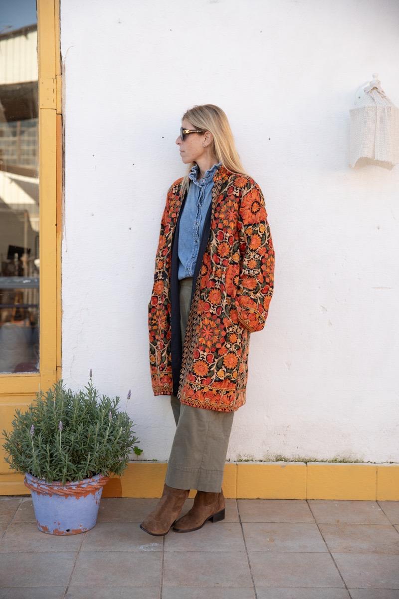 Embroidered kimono