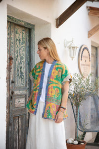 Old kantha embroidered reversible Vest