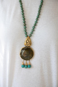 Antic Afghan glass and turquoise necklace