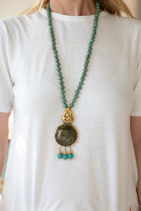 Antic Afghan glass and turquoise necklace