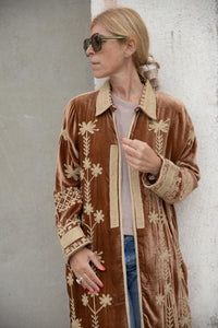 Silk velvet embroidered kimono