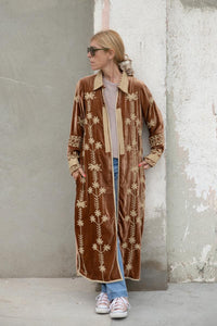 Silk velvet embroidered kimono