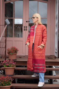 Saree quilted coat