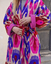 Load image into Gallery viewer, Pink  Capri cotton embroidered ikat kimono
