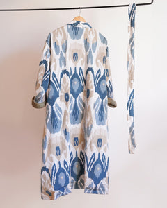 White  Capri cotton embroidered ikat kimono