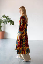 Load image into Gallery viewer, Mustard Capri cotton embroidered ikat kimono
