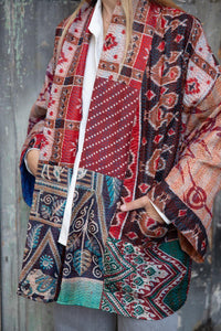 Silk kantha reversible kimono