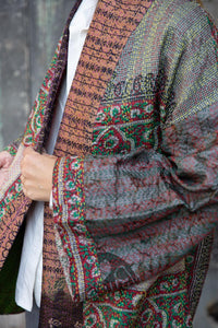 Reversible silk kantha kimono