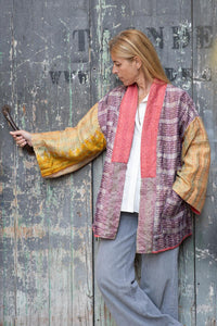 Reversible silk kantha kimono