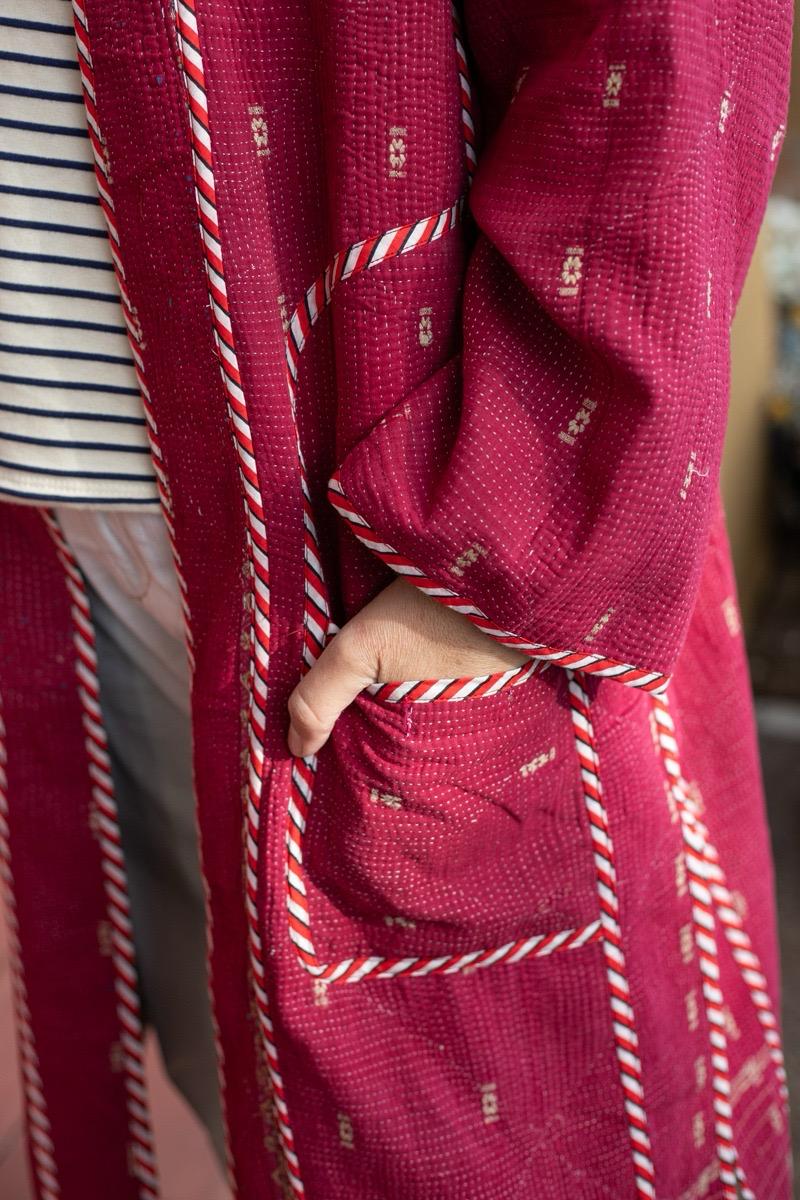 Reversible old kantha Kimono