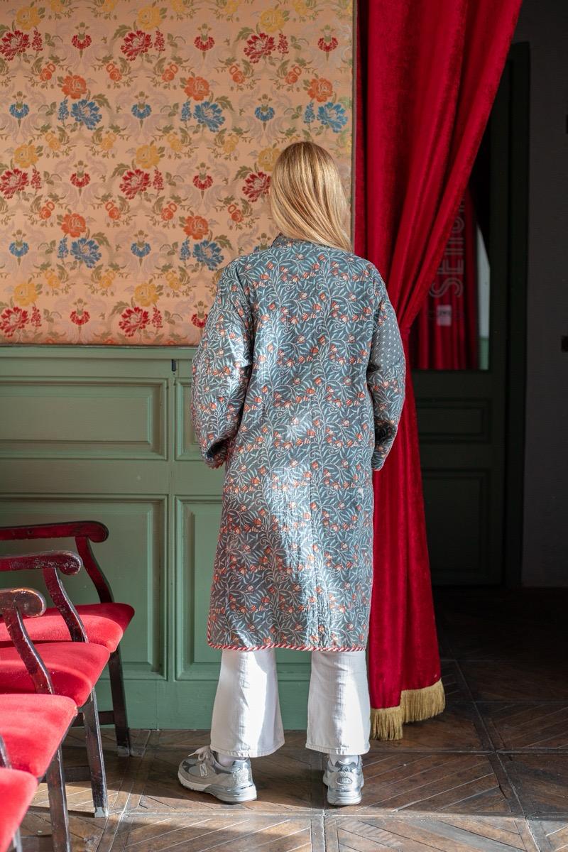 Reversible old kantha Kimono