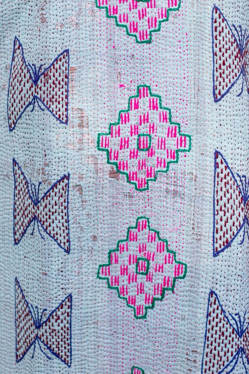 Reversible old kantha Kimono