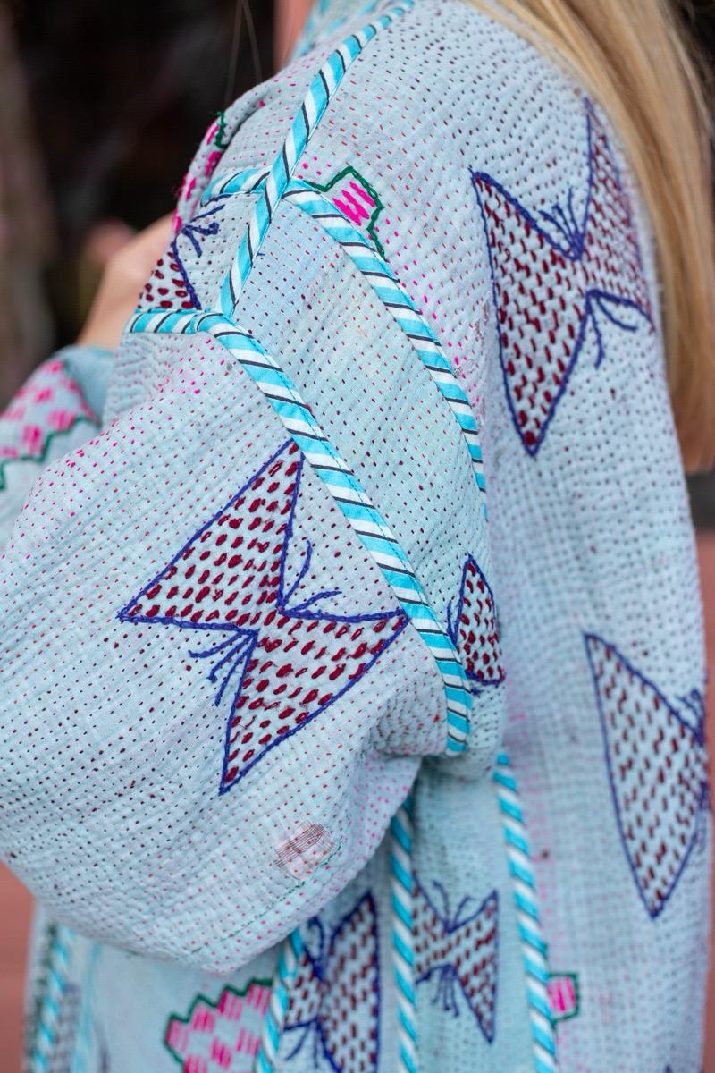 Reversible old kantha Kimono