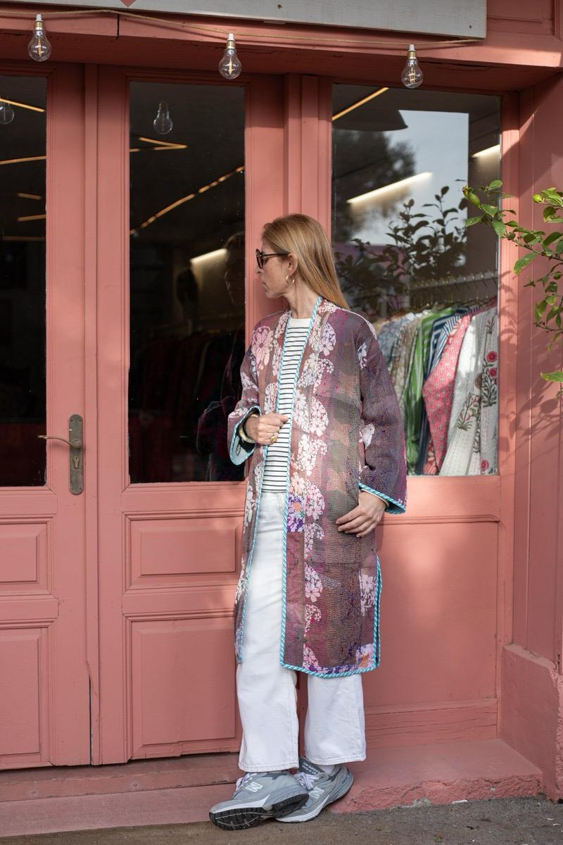 Reversible old kantha Kimono