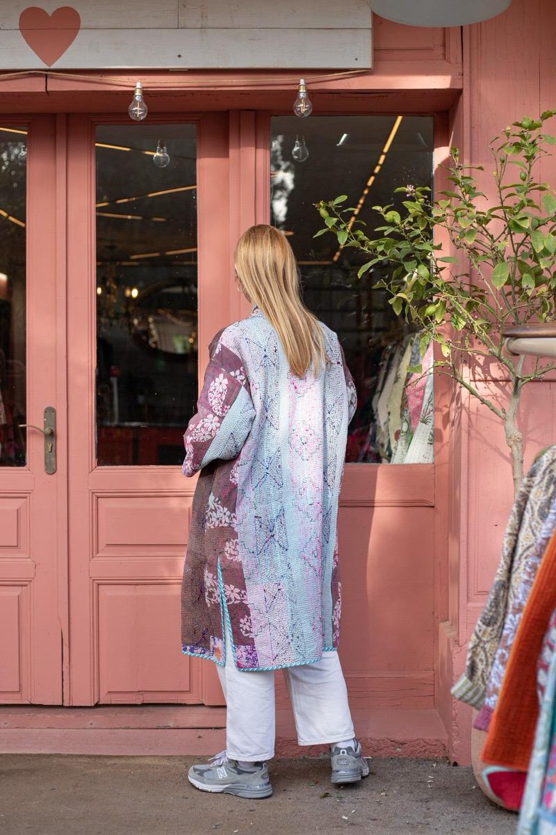Reversible old kantha Kimono