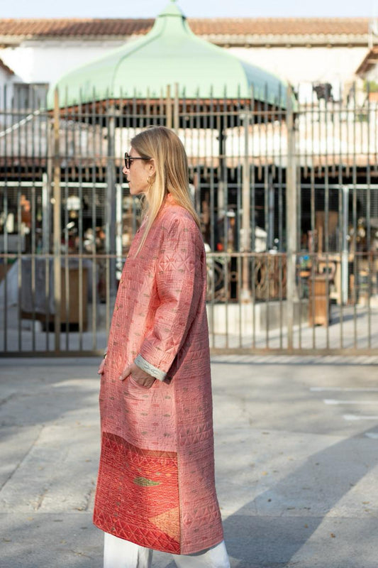 Saree quilted coat